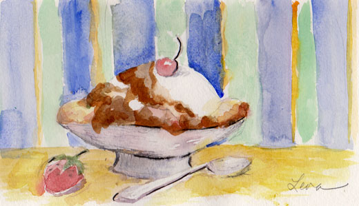 ice cream sundae watercolor