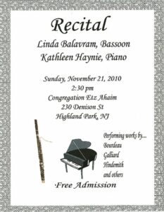 recital with Linda Balavram at Etz Ahaim