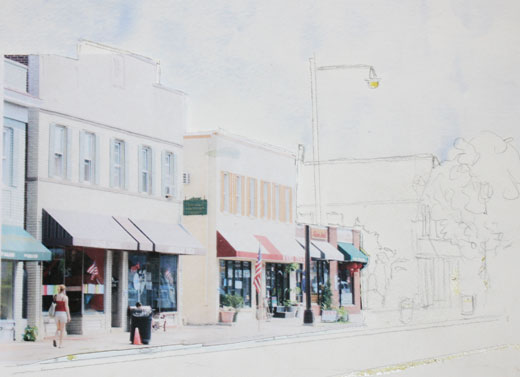 Raritan Avenue, Highland Park - photo on top of drawing