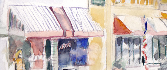 detail from Raritan Avenue watercolor
