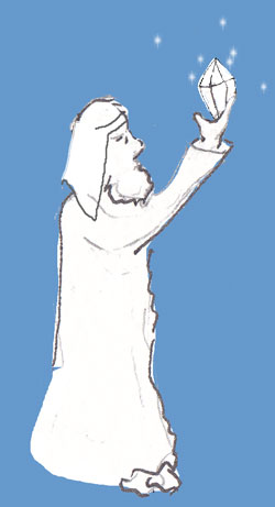 Noah holding a diamond with a sparkle