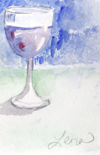 watercolor of cup of wine 