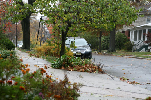 Hurricane Sandy - street as the storm began to blow