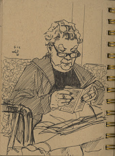 gustavson summer sketch on train