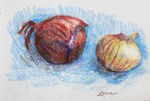 colored pencil onions