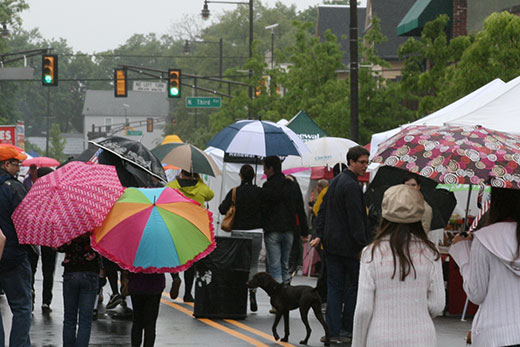 umbrellas in the rain at the street fair in Highland Park New Jersey 2013