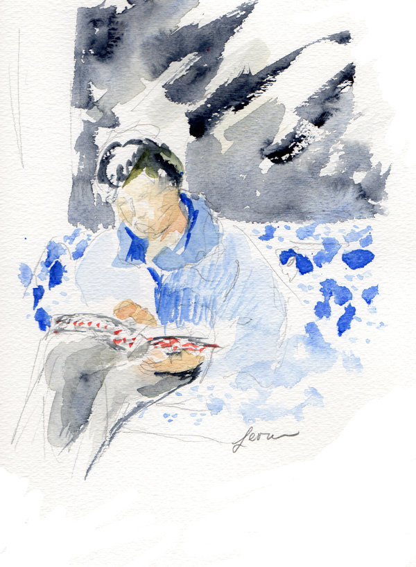 watercolor man learning