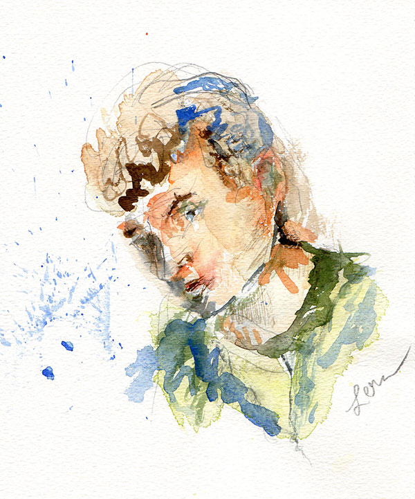 watercolor young man