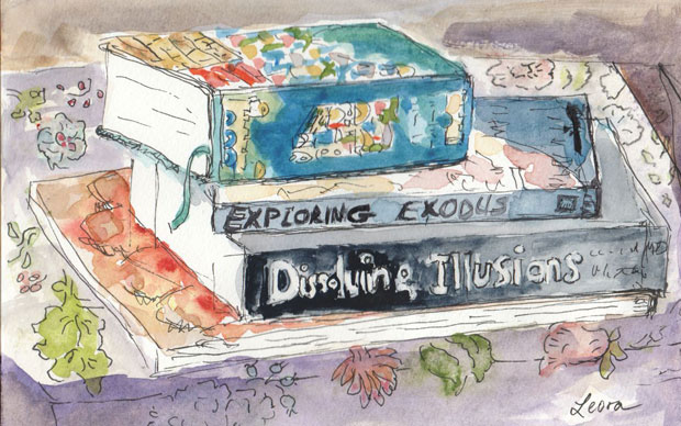 Siddur, Exploring Exodus, Dissolving Illusions books watercolor by Leora Wenger