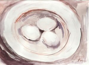 eggs in a bowl watercolor