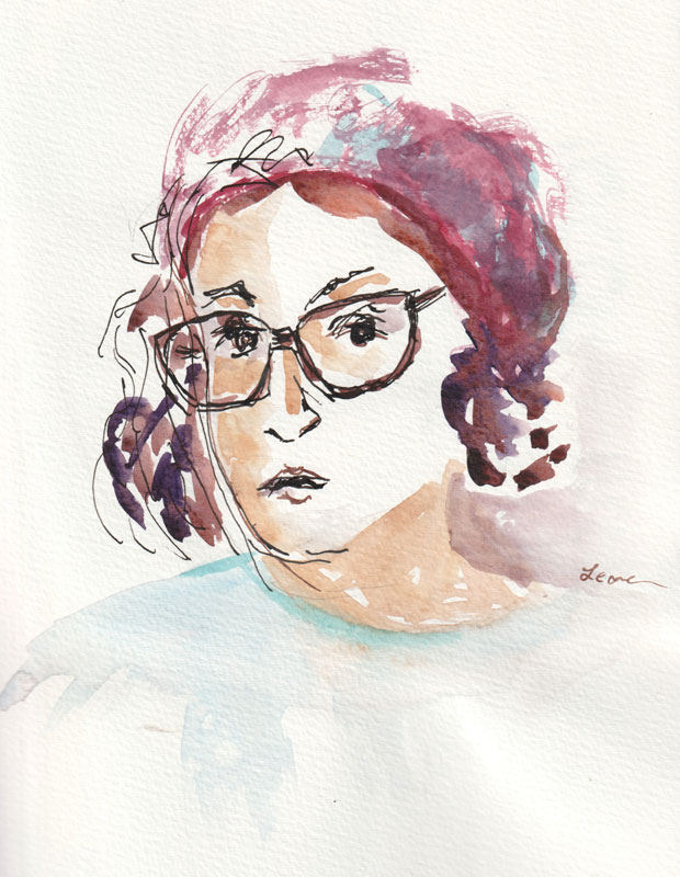 Leora with glasses watercolor