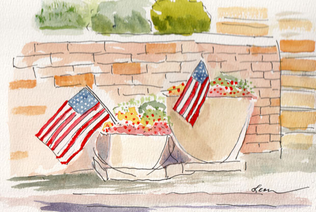 flags on Raritan Avenue in Highland Park, New Jersey
