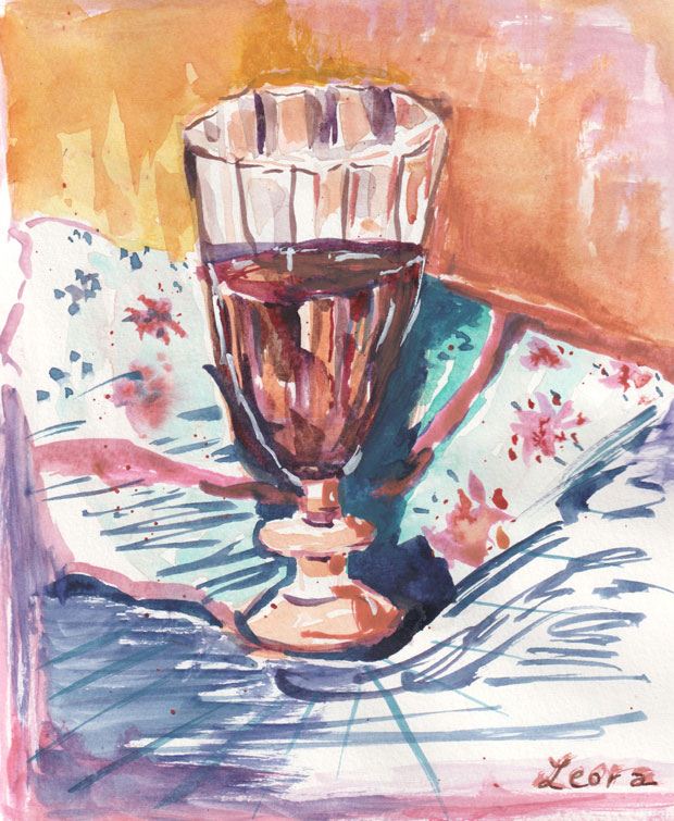 wine glass, watercolor
