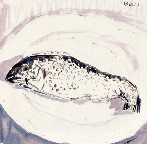 trout, watercolor on paper
