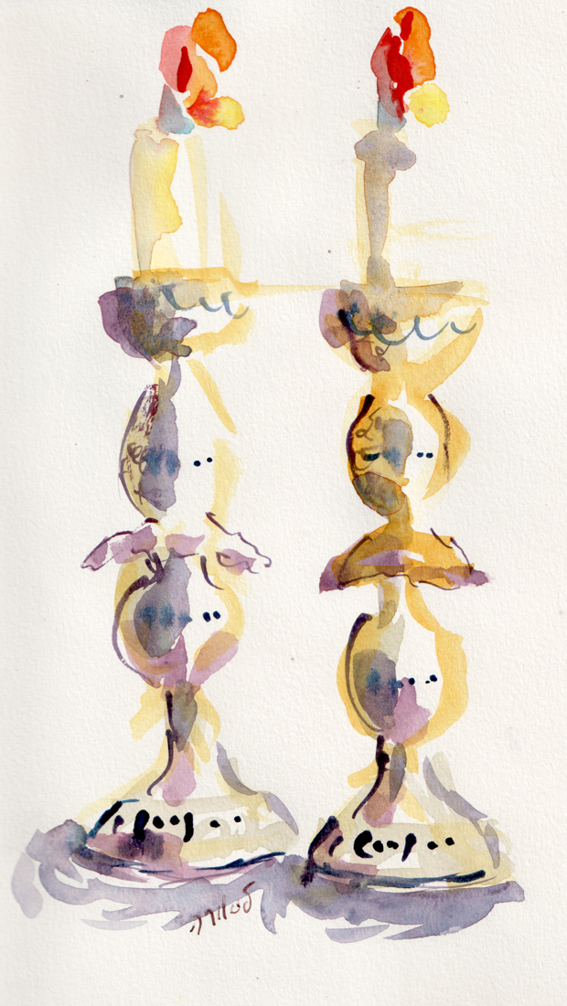 candles, watercolor on paper