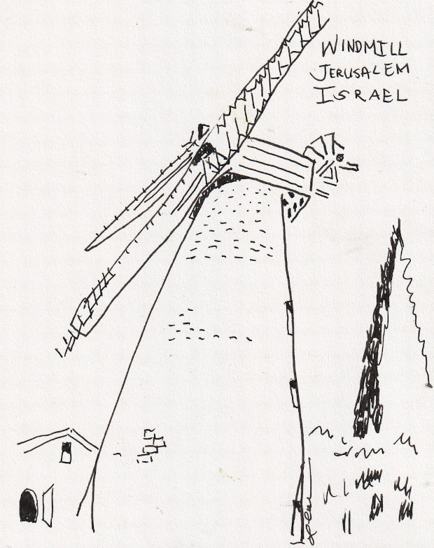 Jerusalem windmill, ink